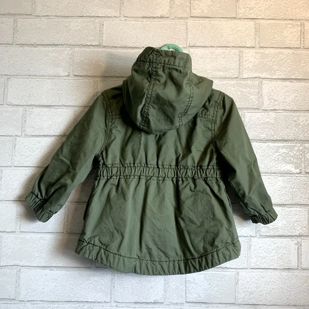 Old Navy Kids 12-18 M Army Green Utility Scout Style Hooded Zip Jacket